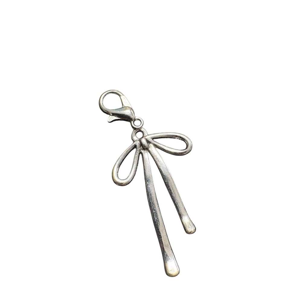 Elegant Silver Bow Pendant charm for charm necklace